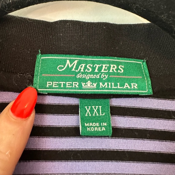Masters by Peter Millar Men’s Purple and Black Striped Cotton Polo (Size XXL) - Picture 3 of 6